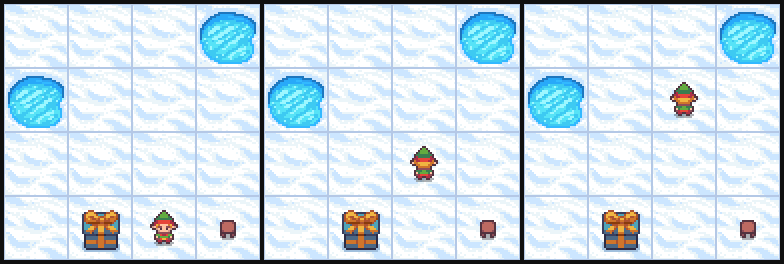 Three FrozenLake frames around a timeout pivot.